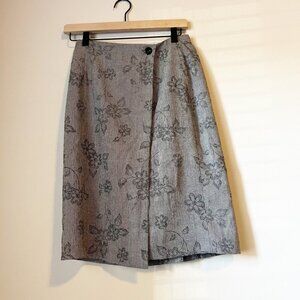 Vintage Joan Leslie faux wrap houndstooth floral skirt summer preppy